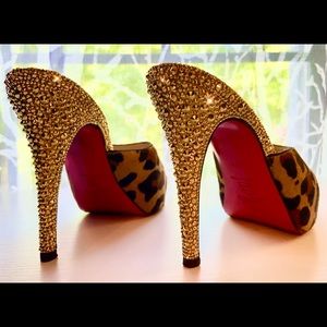 Leopard Pony Gold Crystal Strass Louboutin Heels